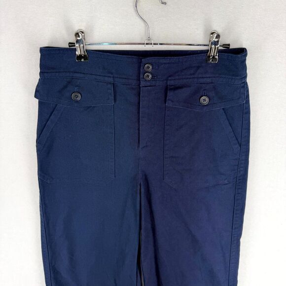 J. Crew Navy‎ Distressed Flare Bottom Pants Womens Size 10P - Picture 4 of 10